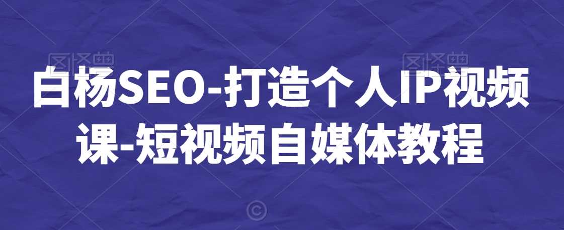 白杨SEO-打造个人IP视频课-短视频自媒体教程