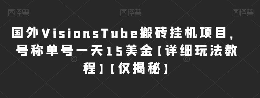 国外VisionsTube搬砖挂机项目，号称单号一天15美金【详细玩法教程】【仅揭秘】