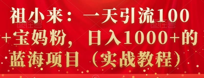 祖小来：一天引流100+宝妈粉，日入1000+的蓝海项目（实战教程）