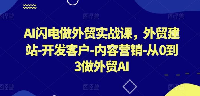 AI闪电做外贸实战课，​外贸建站-开发客户-内容营销-从0到3做外贸AI