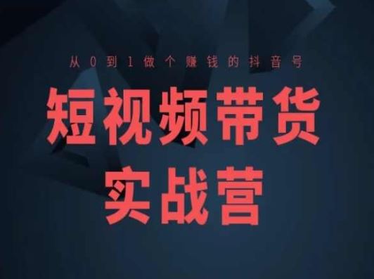 短视频带货实战营(高阶课)，从0到1做个赚钱的抖音号